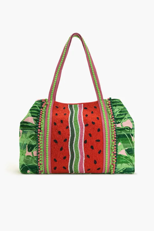 Watermelon Stripe Beaded Tote sold by America & Beyond