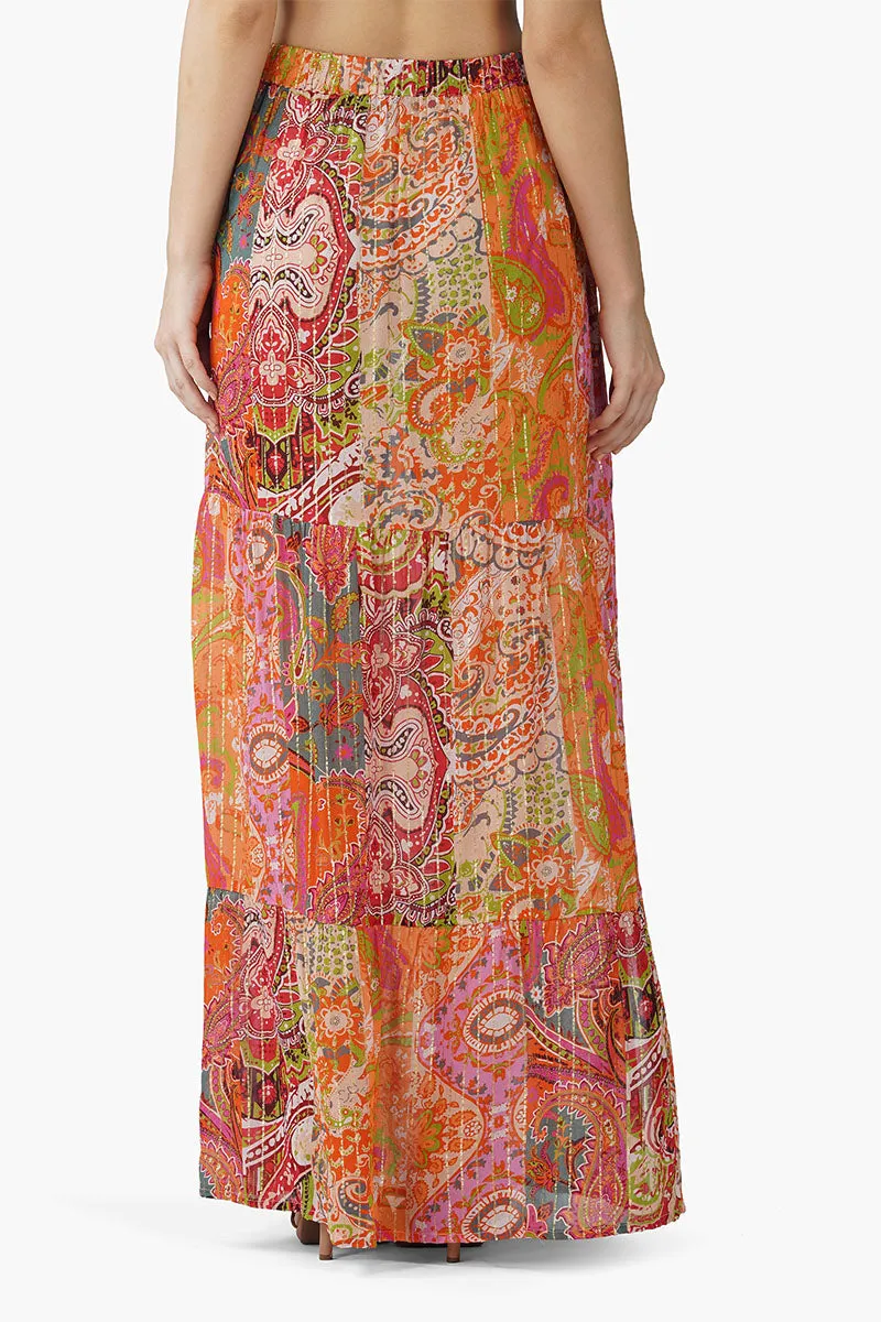 Multi Palm Paisley Tiered Skirt sold by America & Beyond product image thumbnail 4