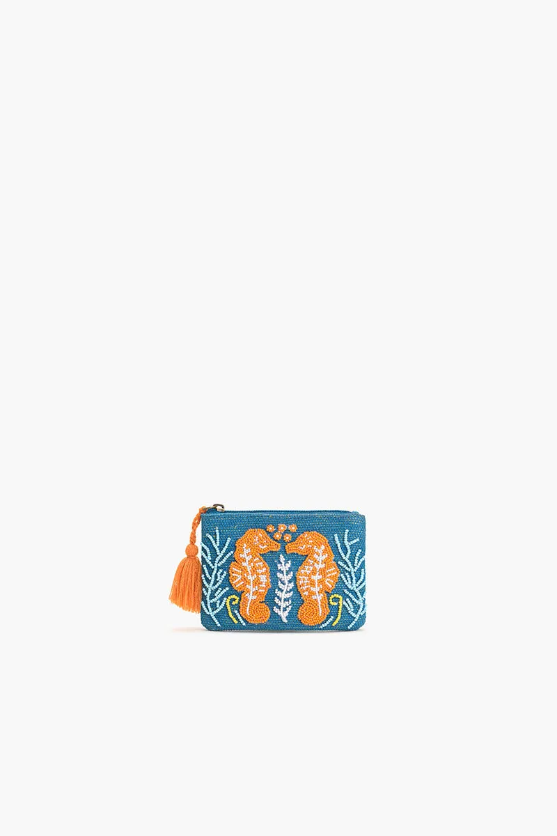 Sea Horse Teal Coin Pouch sold by America & Beyond