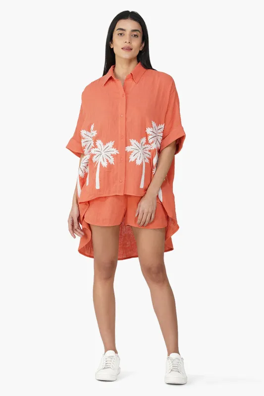 Nash Coral Flora Solid Shorts sold by America & Beyond