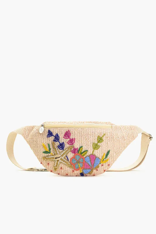 Starfish Embellished Rafiia Fanny Sling Bag sold by America & Beyond