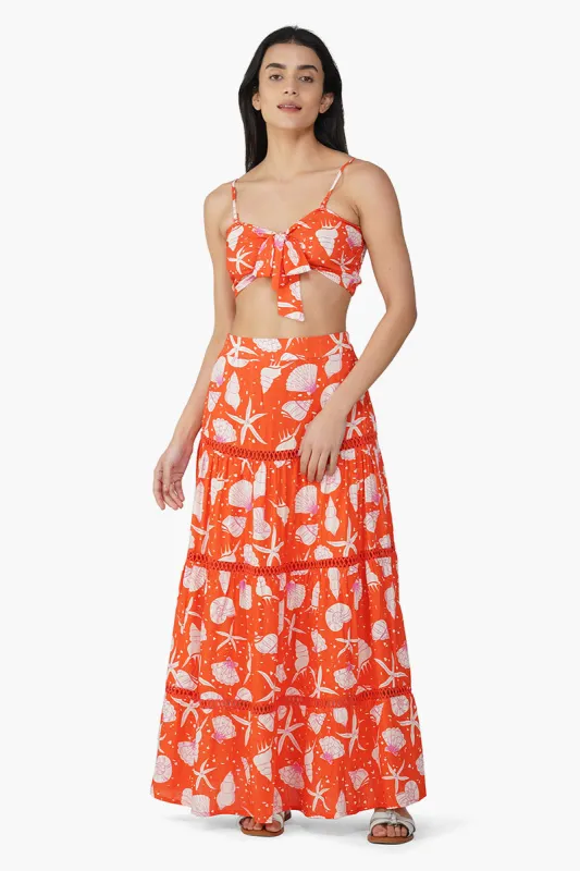 Cassie Shell Printed Front Tie Top sold by America & Beyond