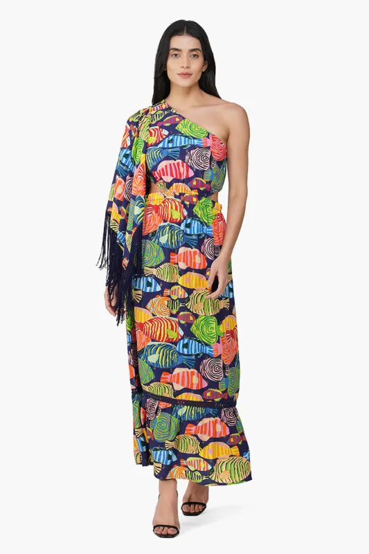 Tuna Marissa Multi Printed One Shoulder Dress sold by America & Beyond
