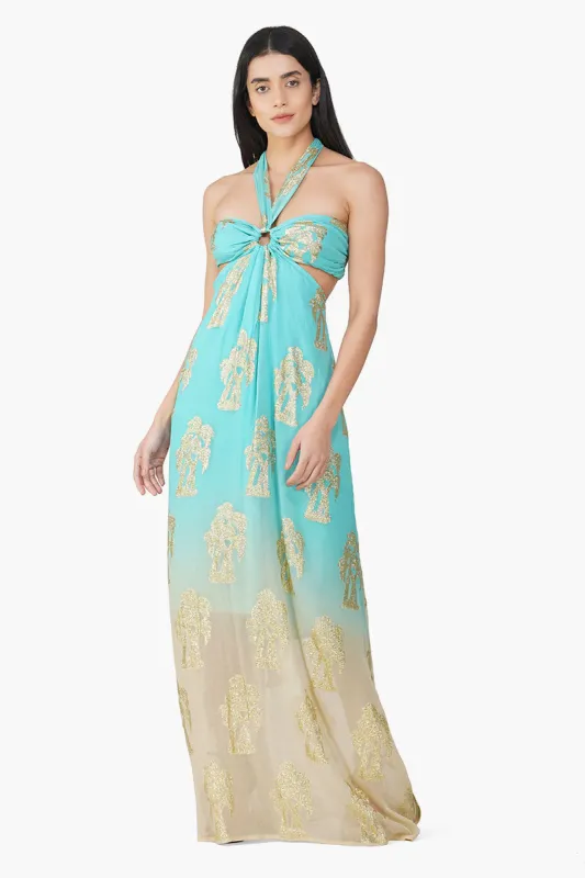 Aquatan Ombray Lurex Halter Dress sold by America & Beyond