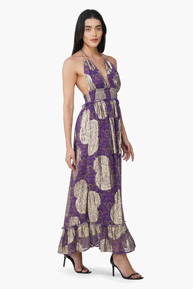 Victoria Iris Printed Halter Dress sold by America & Beyond product image thumbnail 2