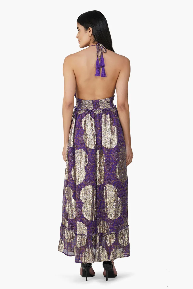 Victoria Iris Printed Halter Dress sold by America & Beyond product image thumbnail 4