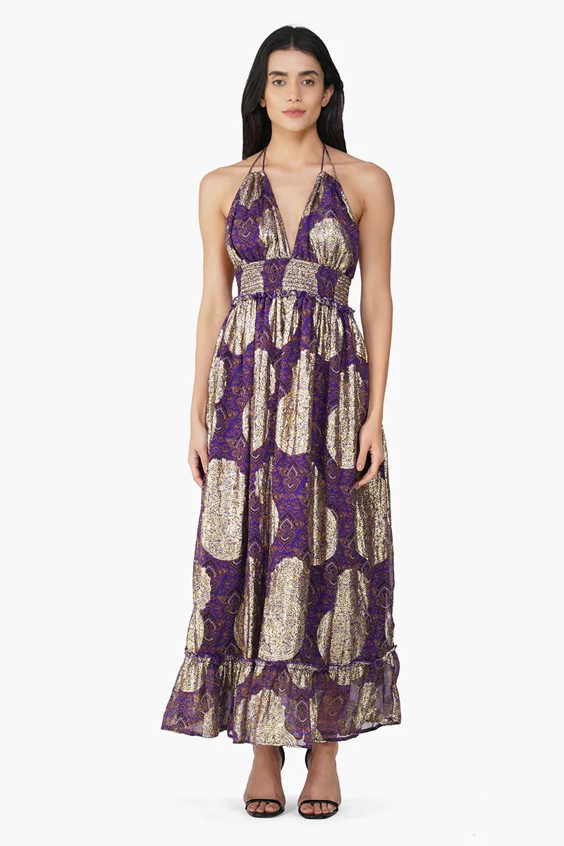 Victoria Iris Printed Halter Dress sold by America & Beyond