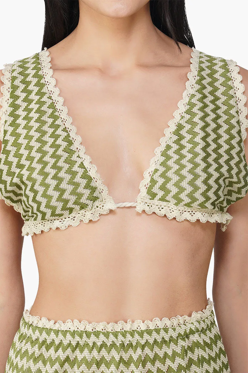 Green Chevron Crochet Lace Fabric Top sold by America & Beyond product image thumbnail 5