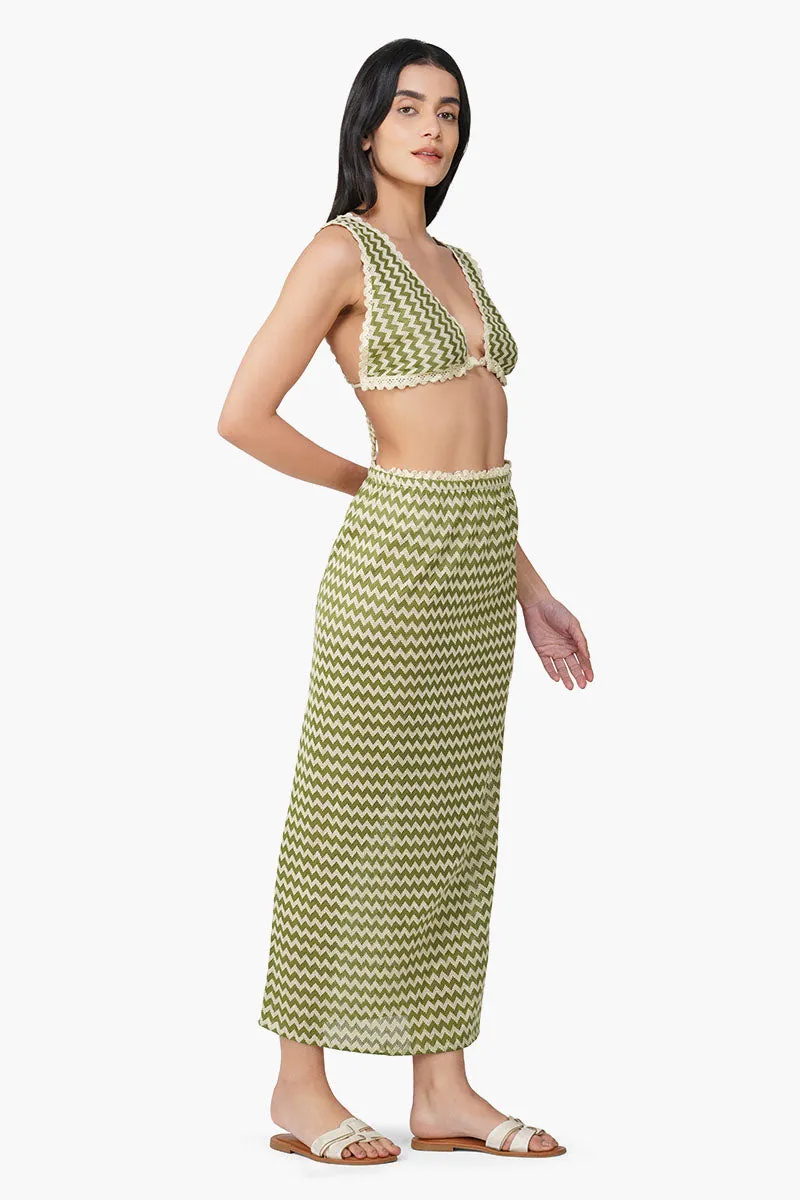 Green Chevron Crochet Lace Fabric Top sold by America & Beyond product image thumbnail 2