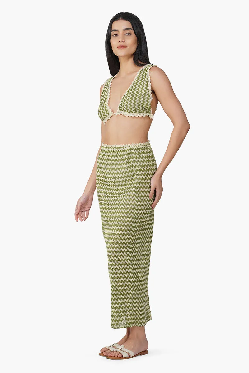 Green Chevron Crochet Lace Fabric Top sold by America & Beyond product image thumbnail 3