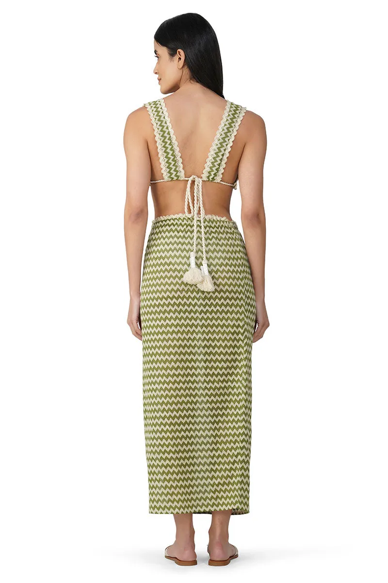 Green Chevron Crochet Lace Fabric Top sold by America & Beyond product image thumbnail 4