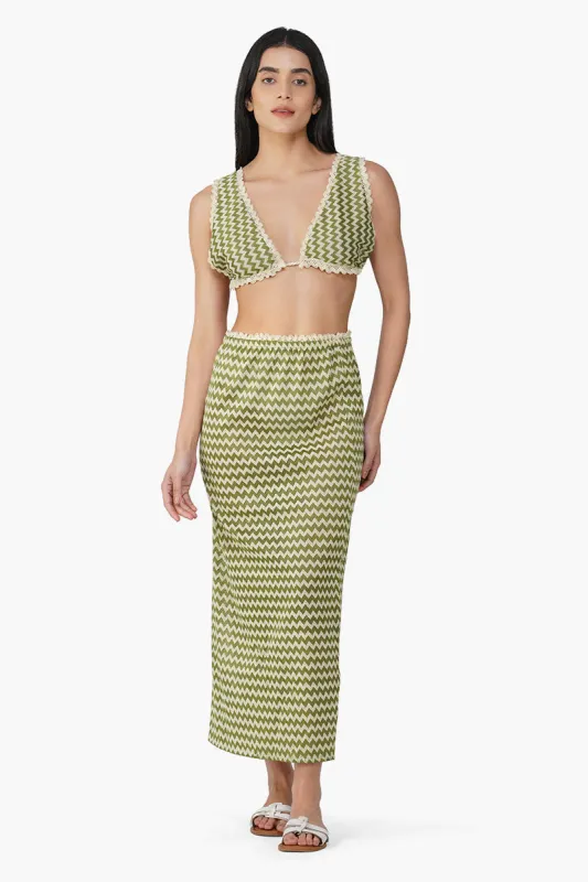 Green  Chevron Crochet Lace Fabric Skirt sold by America & Beyond