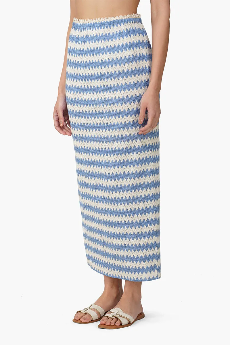 Blue Chevron Crochet Lace Fabric Skirt sold by America & Beyond product image thumbnail 4