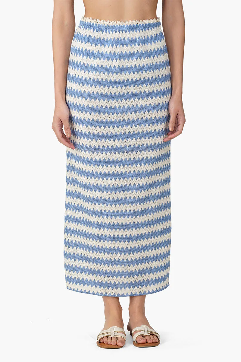 Blue Chevron Crochet Lace Fabric Skirt sold by America & Beyond product image thumbnail 2