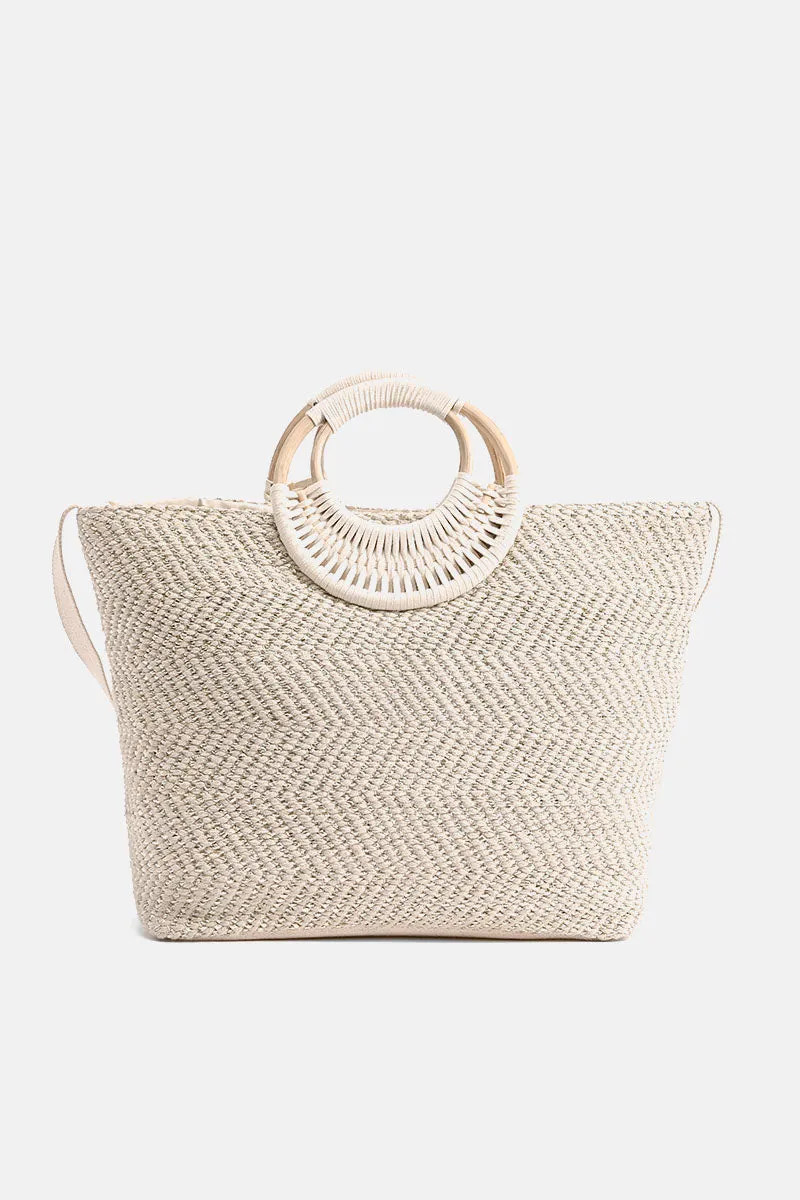 Birch Lurex Durrie Cane Handle Hand Woven Large Tote sold by America & Beyond product image thumbnail 4
