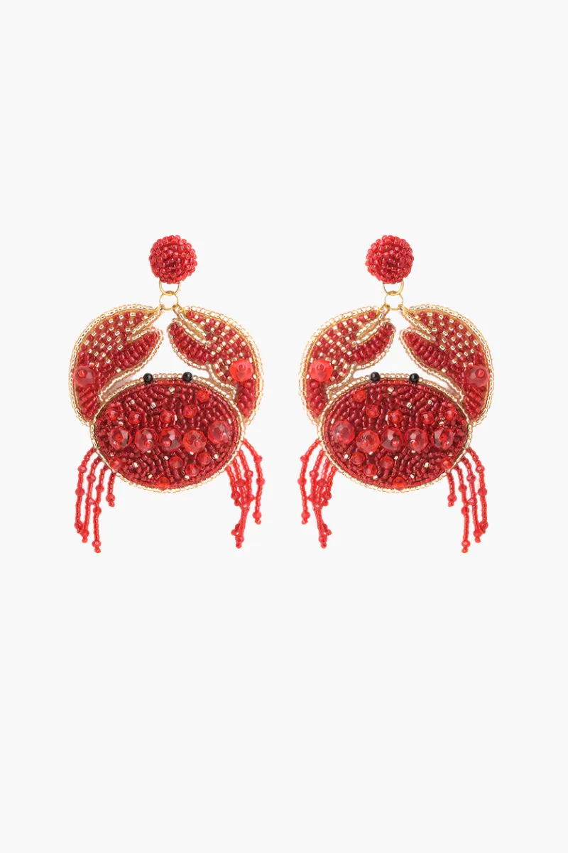 Crab It Beaded Earrings sold by America & Beyond