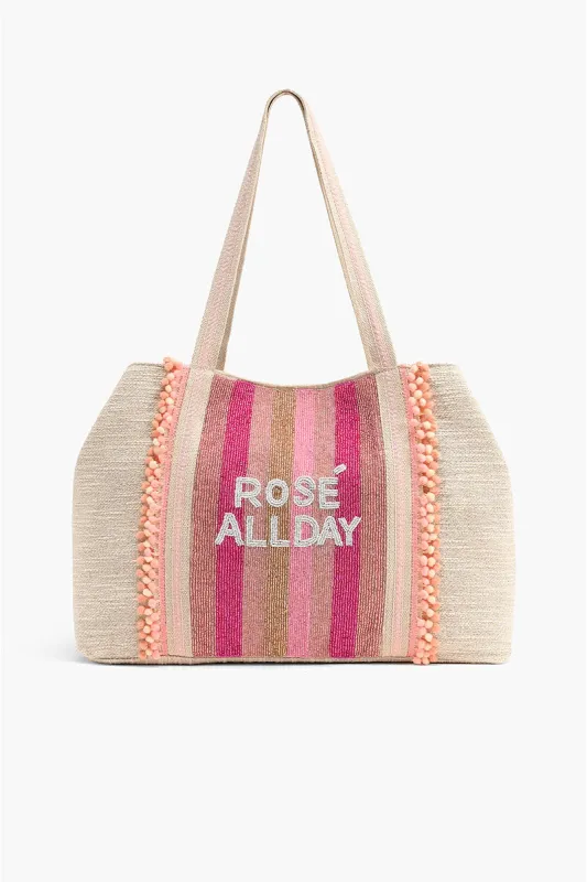 Rose All Day Pink Large Personalized Tote sold by America & Beyond