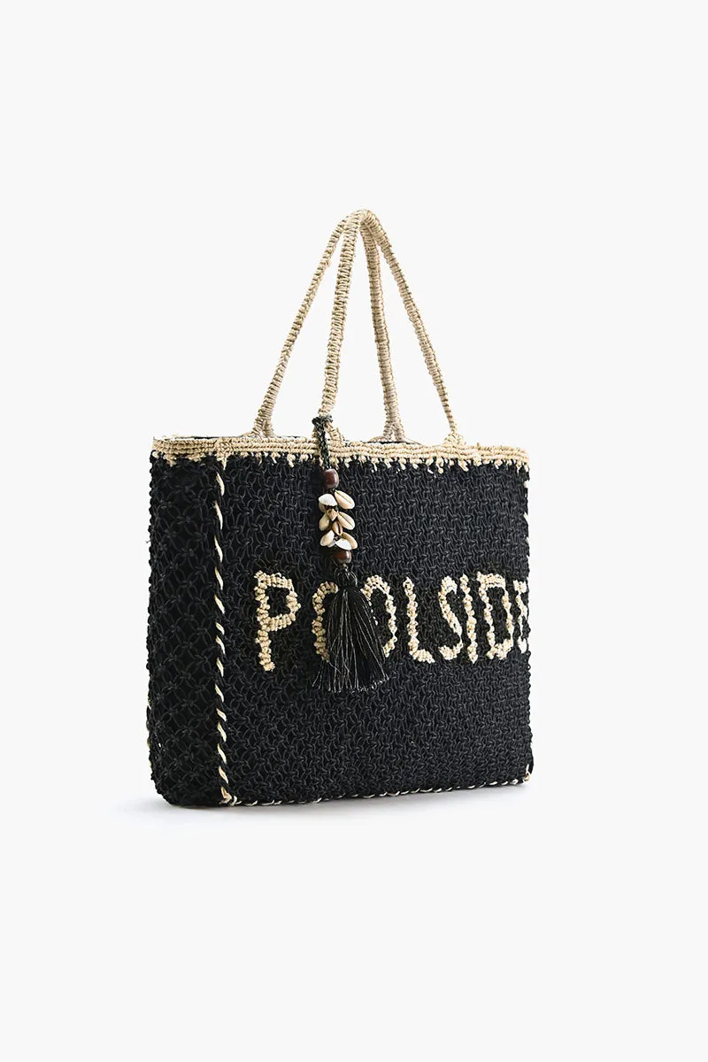 Black 'Poolside' Jute Macrame Tote sold by America & Beyond product image thumbnail 3