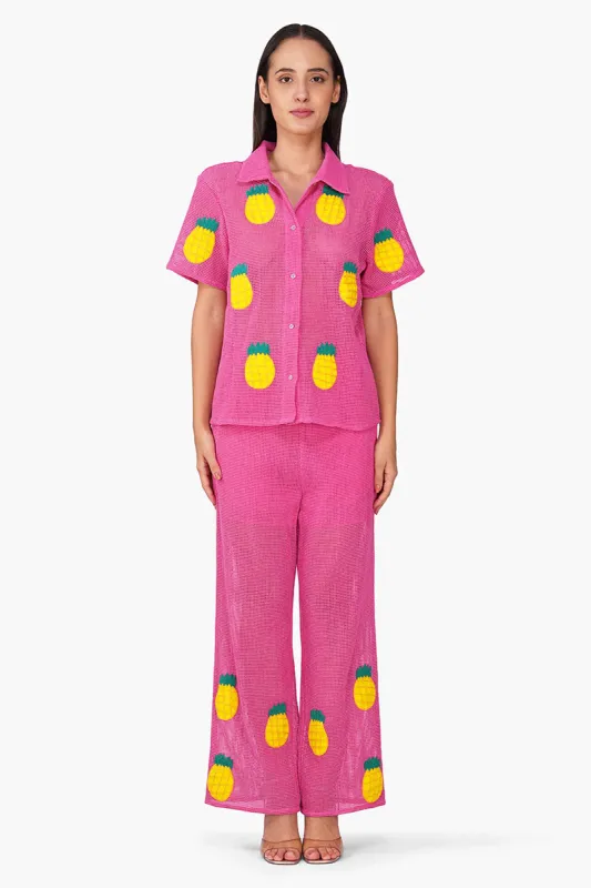 Pink Zest Embroidered Crochet Shirt sold by America & Beyond