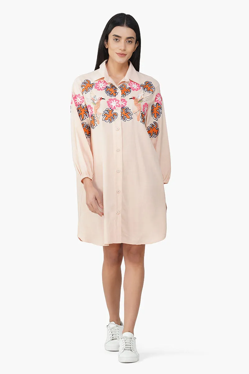 Secret Flora Farm Embroidered Shirt Dress sold by America & Beyond