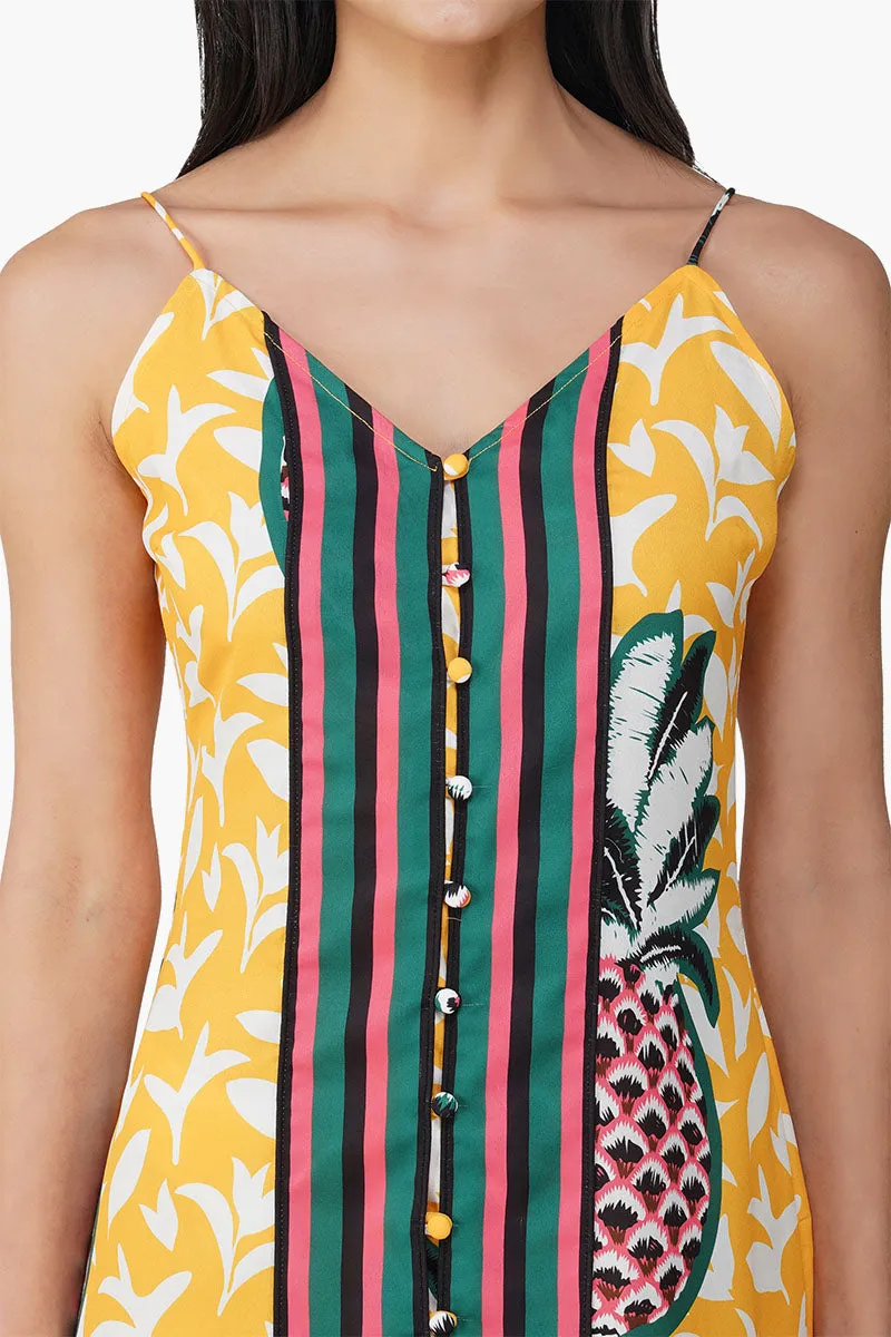 Macaroon Ananas Printed Halter Dress sold by America & Beyond product image thumbnail 5