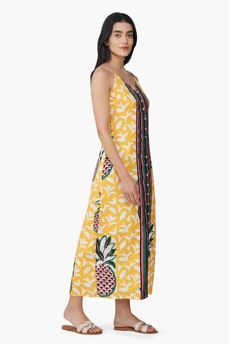 Macaroon Ananas Printed Halter Dress sold by America & Beyond product image thumbnail 2