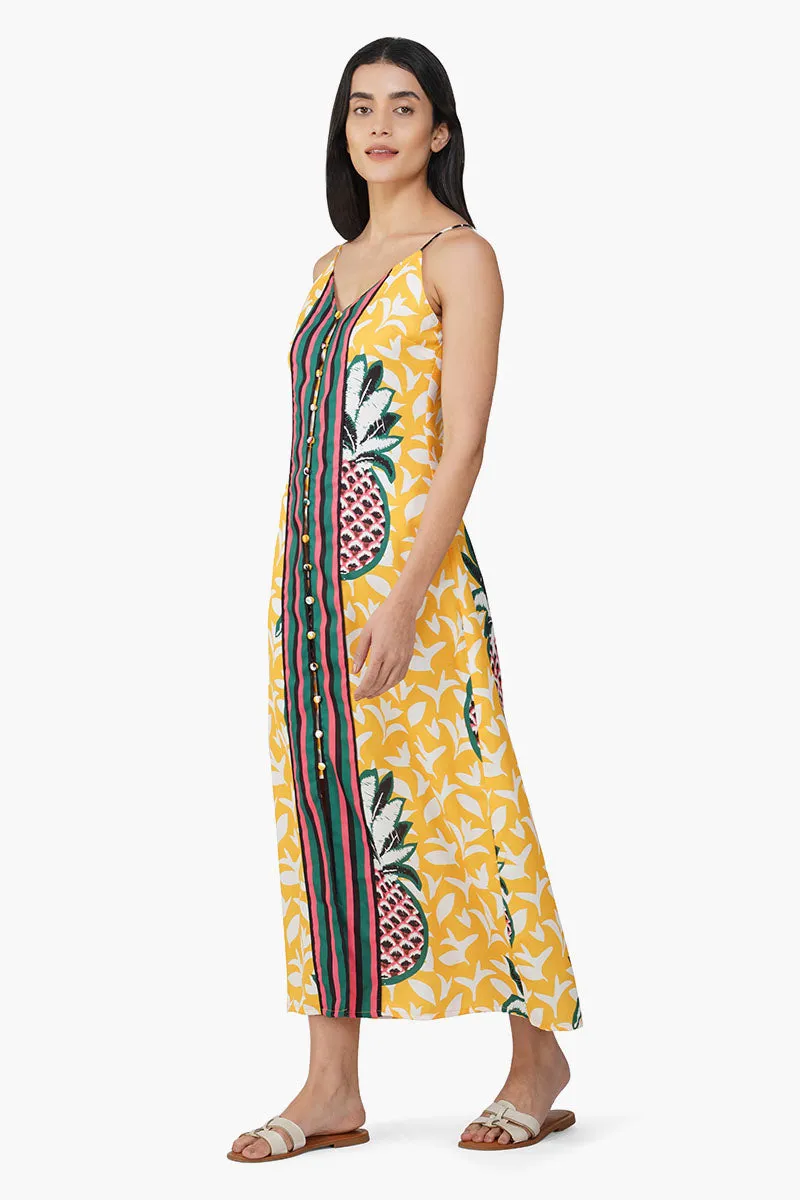 Macaroon Ananas Printed Halter Dress sold by America & Beyond product image thumbnail 3