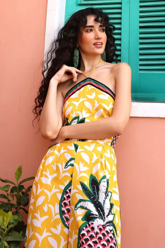 Macaroon Ananas Printed Dress sold by America & Beyond
