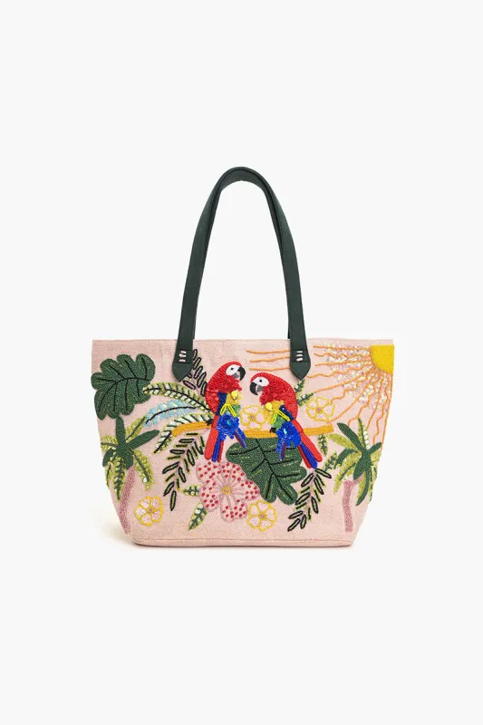 Sunny Parrot Beaded Tote sold by America & Beyond