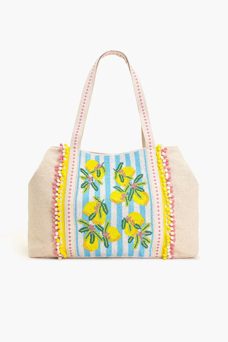 Limoncello Stripe Tote sold by America & Beyond