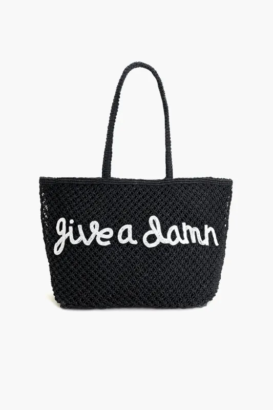 Give A Damn Beaded Macrame Jute Tote sold by America & Beyond