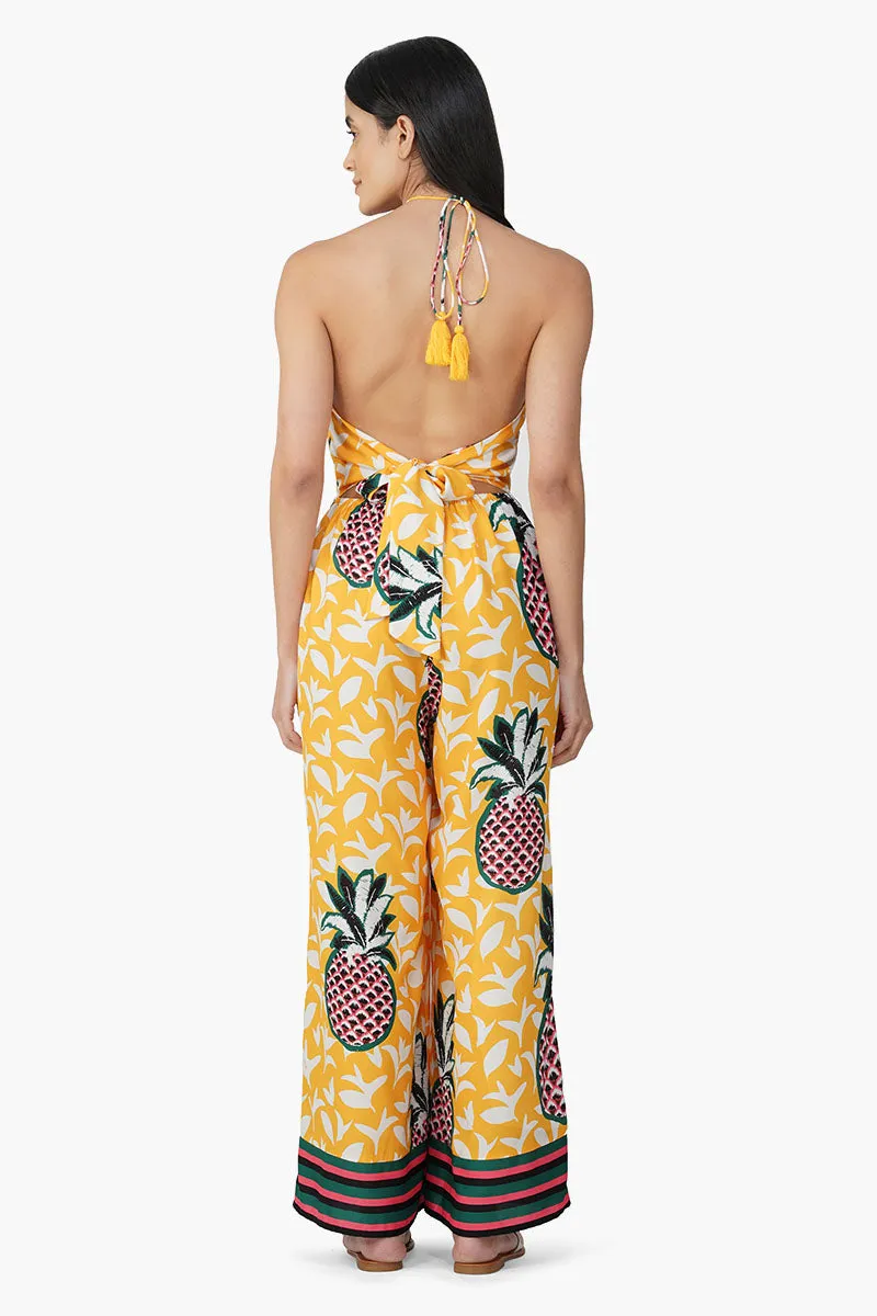 Macaroon Ananas Printed Halter Jumpsuit sold by America & Beyond product image thumbnail 5