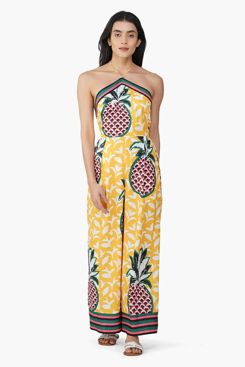 Macaroon Ananas Printed Halter Jumpsuit sold by America & Beyond product image thumbnail 2