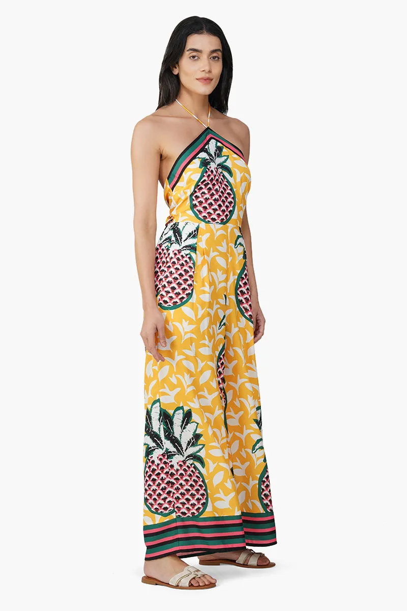 Macaroon Ananas Printed Halter Jumpsuit sold by America & Beyond product image thumbnail 3