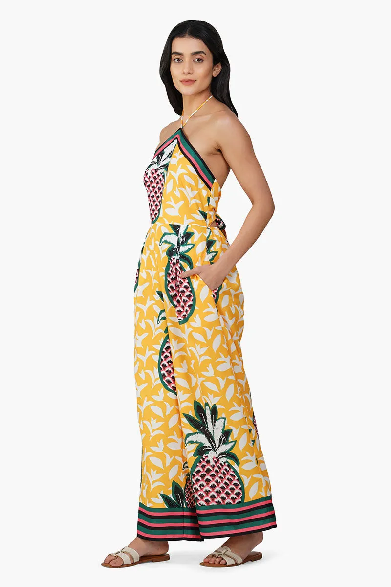 Macaroon Ananas Printed Halter Jumpsuit sold by America & Beyond product image thumbnail 4