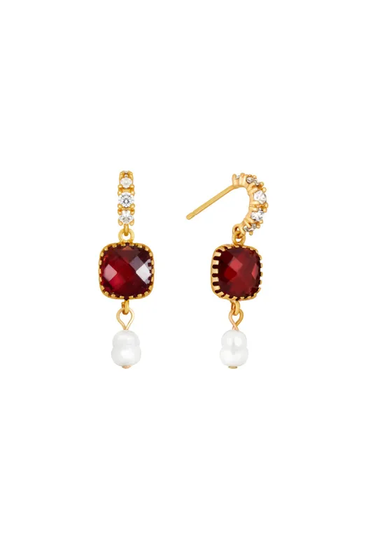 The Alicante Earrings in Ruby Red sold by America & Beyond