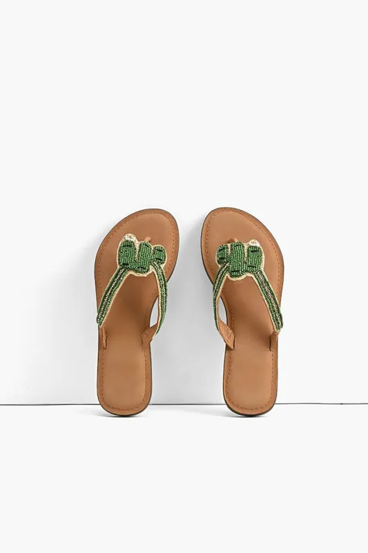 Prickly Cactus Beaded Bohemian Sandals sold by America & Beyond