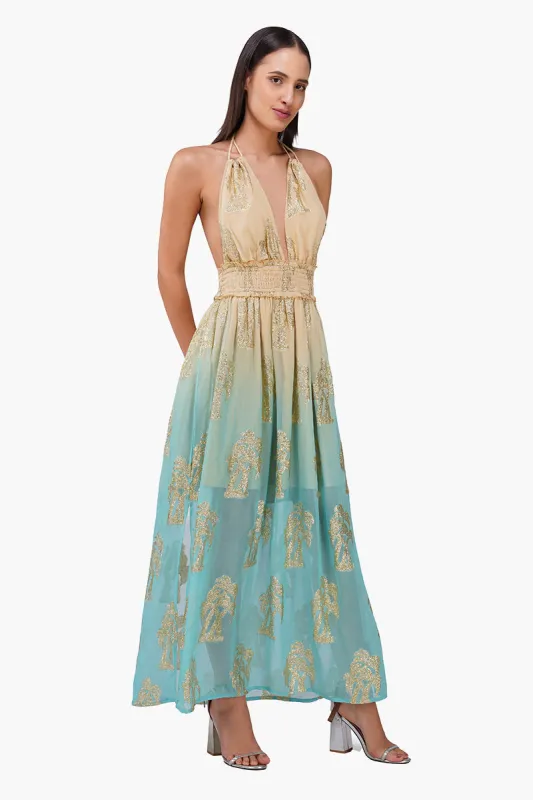 Earthy Grace Ombray Lurex Dress sold by America & Beyond