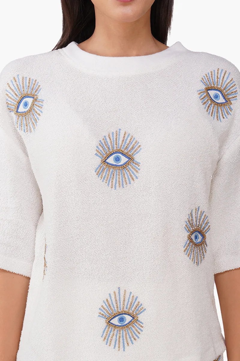 White Oversized Eyeloom T-Shirt sold by America & Beyond product image thumbnail 5