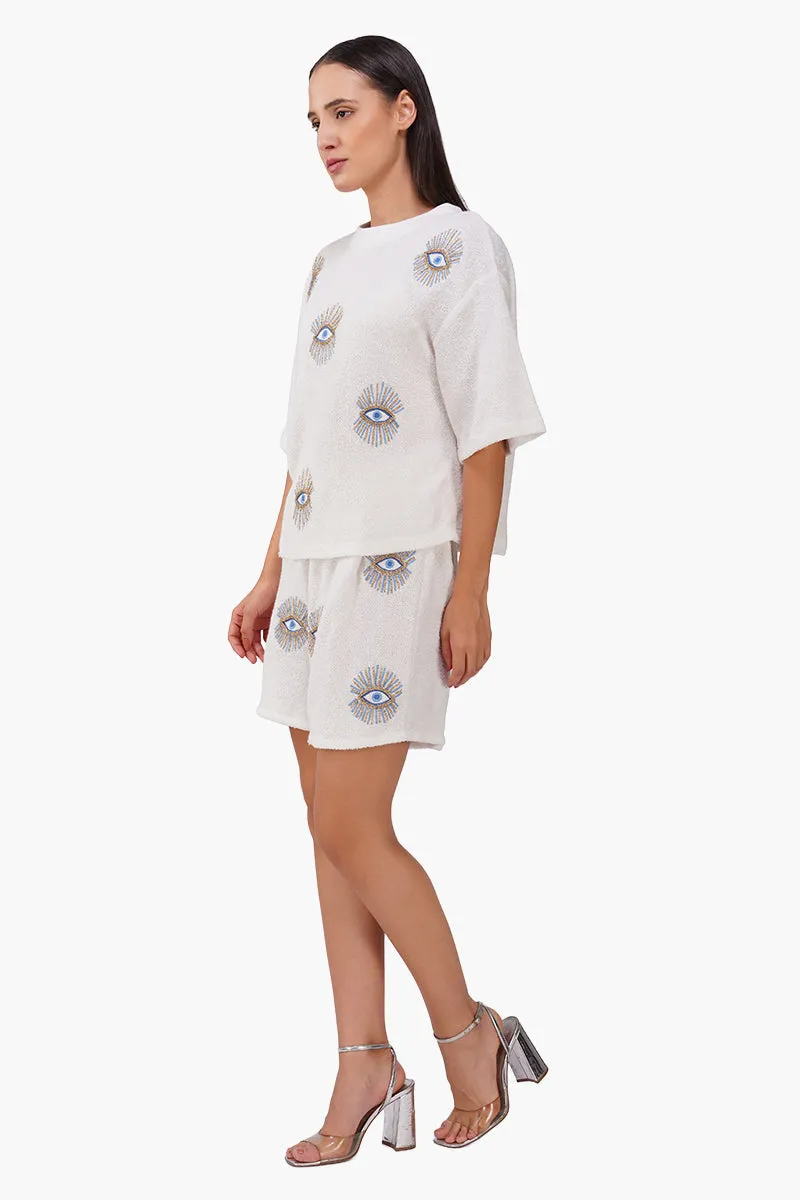 White Oversized Eyeloom T-Shirt sold by America & Beyond product image thumbnail 3