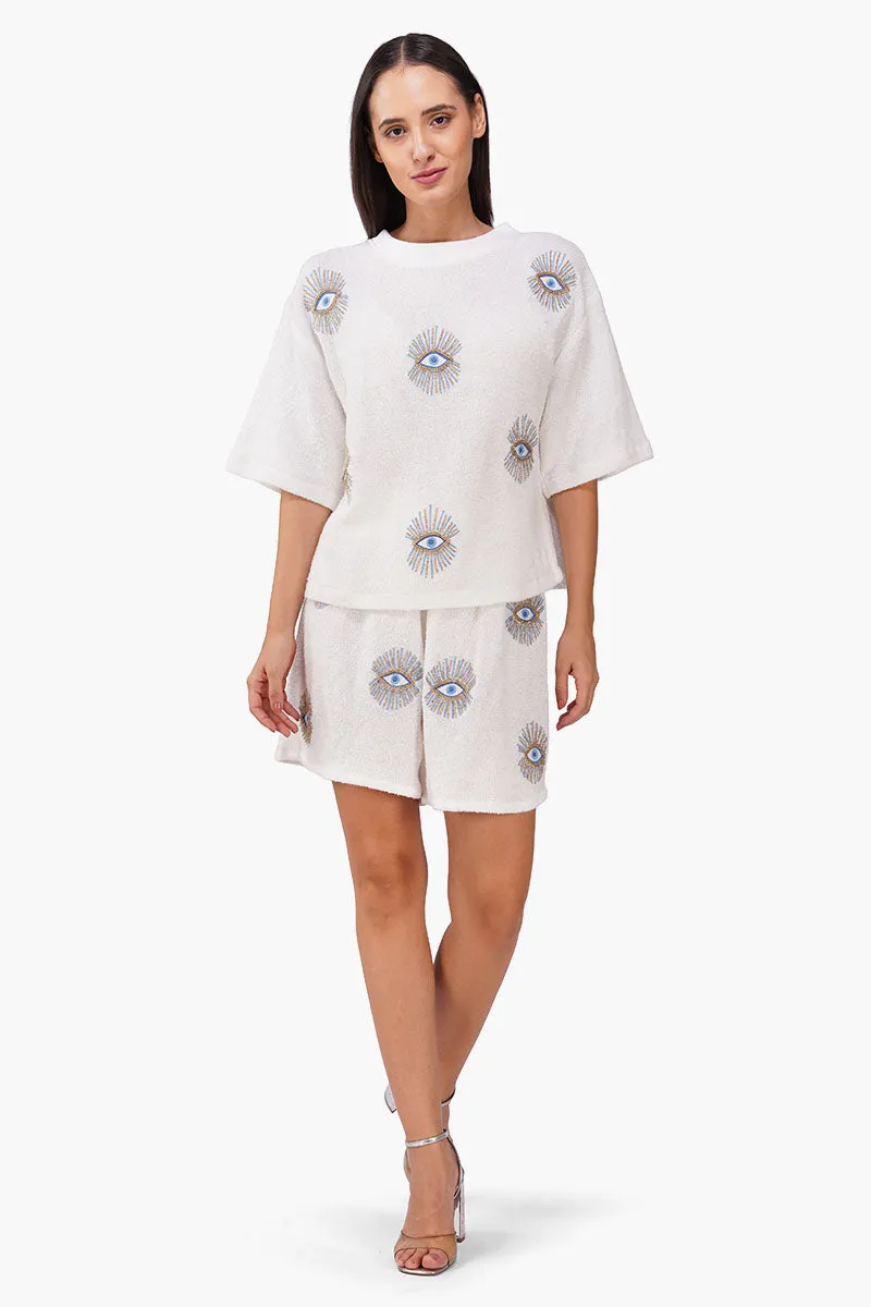 White Oversized Eyeloom T-Shirt sold by America & Beyond