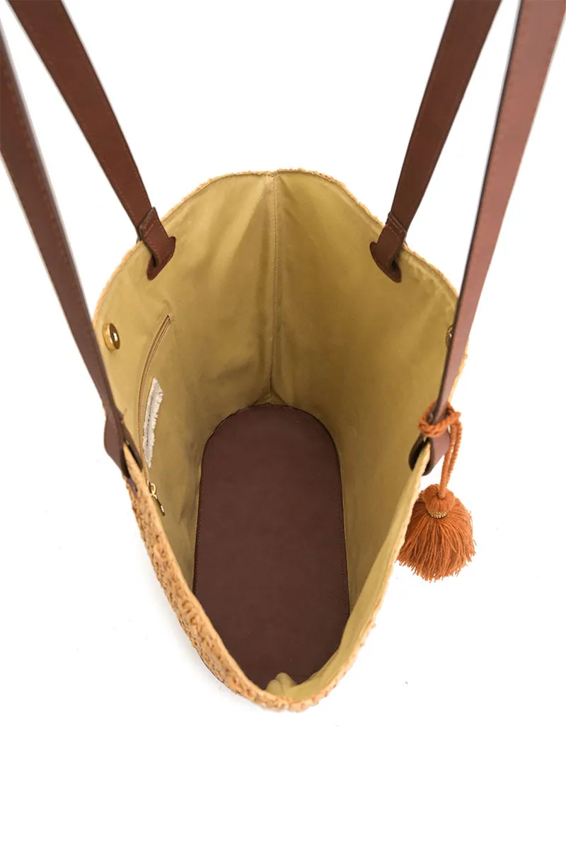 Raffia Weave Contrast Tote sold by America & Beyond product image thumbnail 5