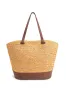Raffia Weave Contrast Tote sold by America & Beyond