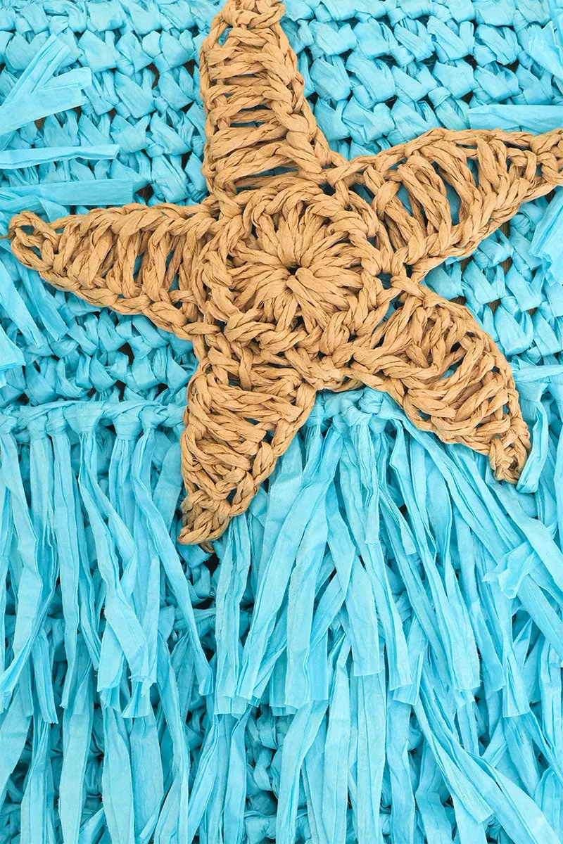 Aqua Fringe Starfish Bucket Bag sold by America & Beyond product image thumbnail 2