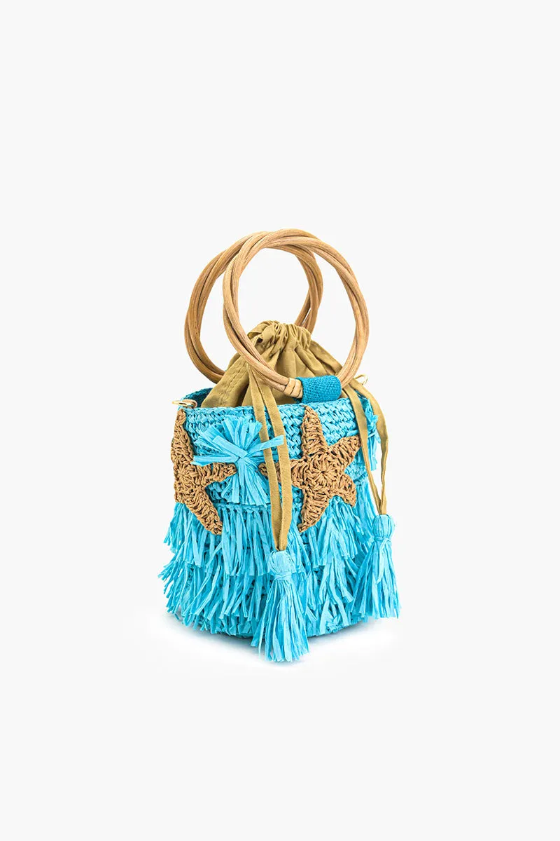 Aqua Fringe Starfish Bucket Bag sold by America & Beyond product image thumbnail 3
