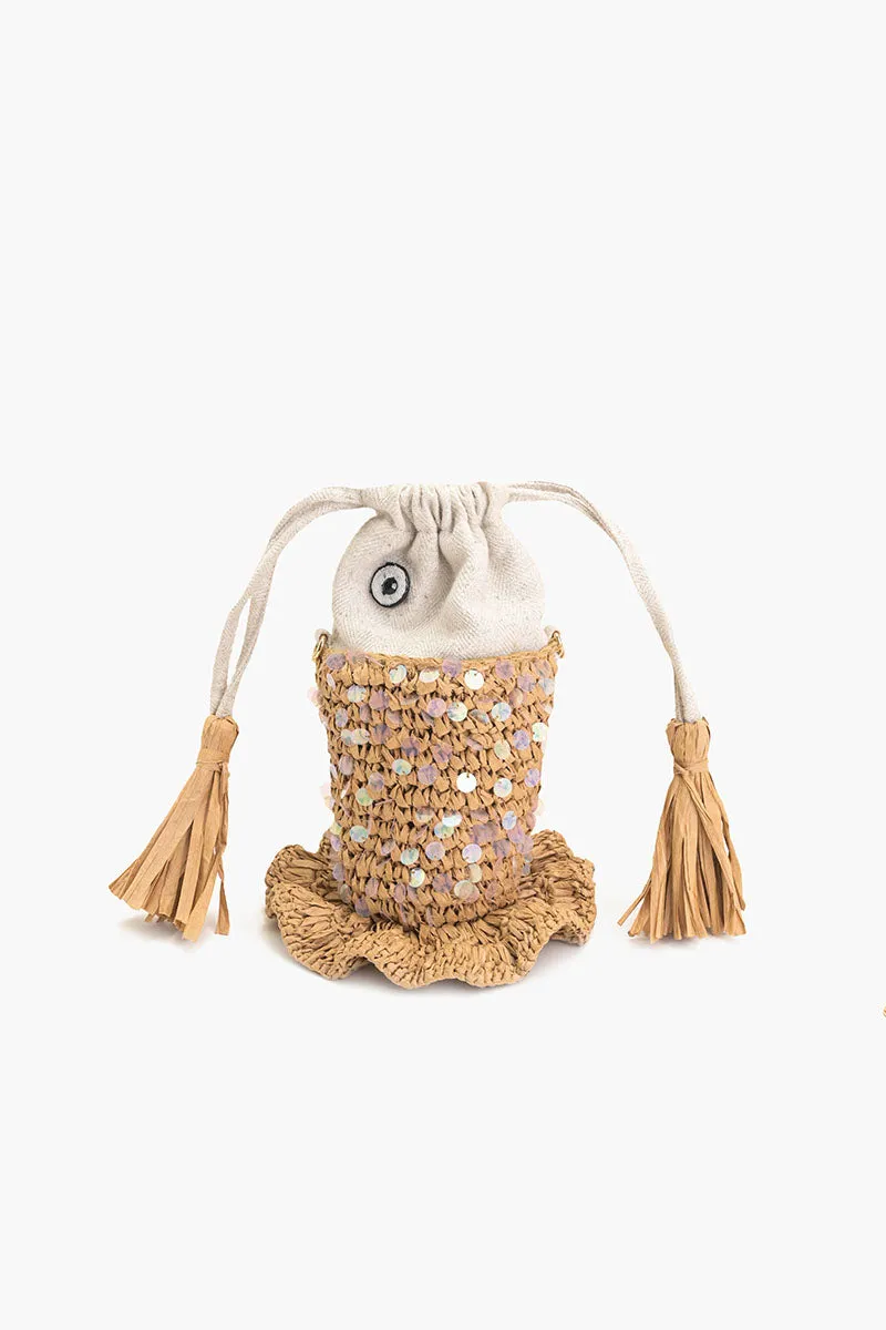 Ocean Whimsy Raffia Fish Bag sold by America & Beyond product image thumbnail 3