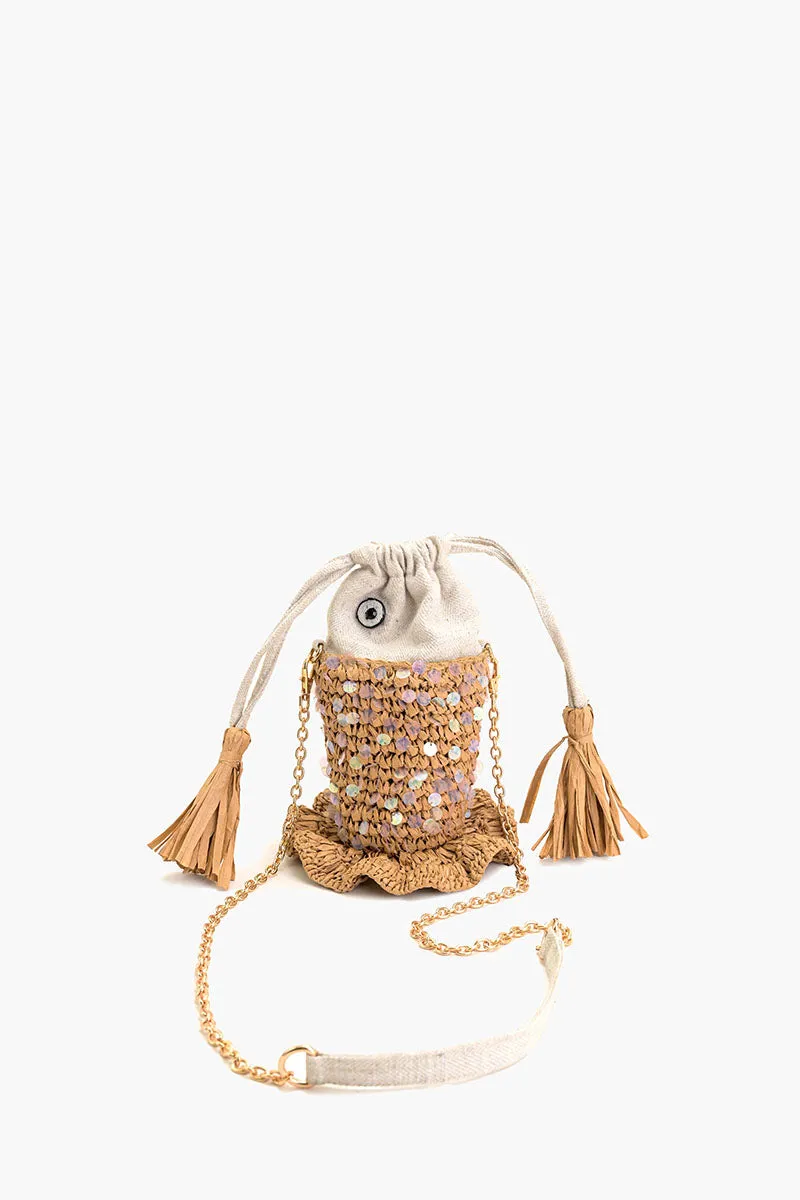 Ocean Whimsy Raffia Fish Bag sold by America & Beyond