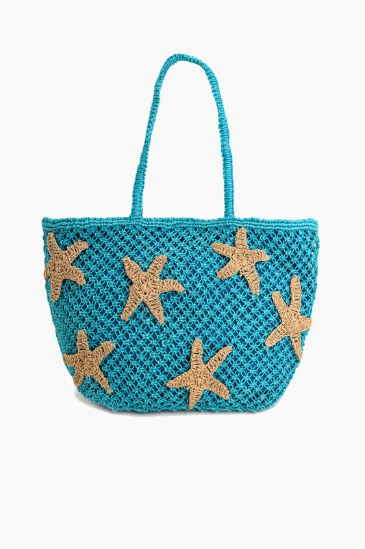 Starry Shores Beaded Macrame Tote made by America & Beyond