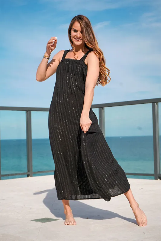 Summer Nights Silver Stripe Maxi Dress sold by America & Beyond