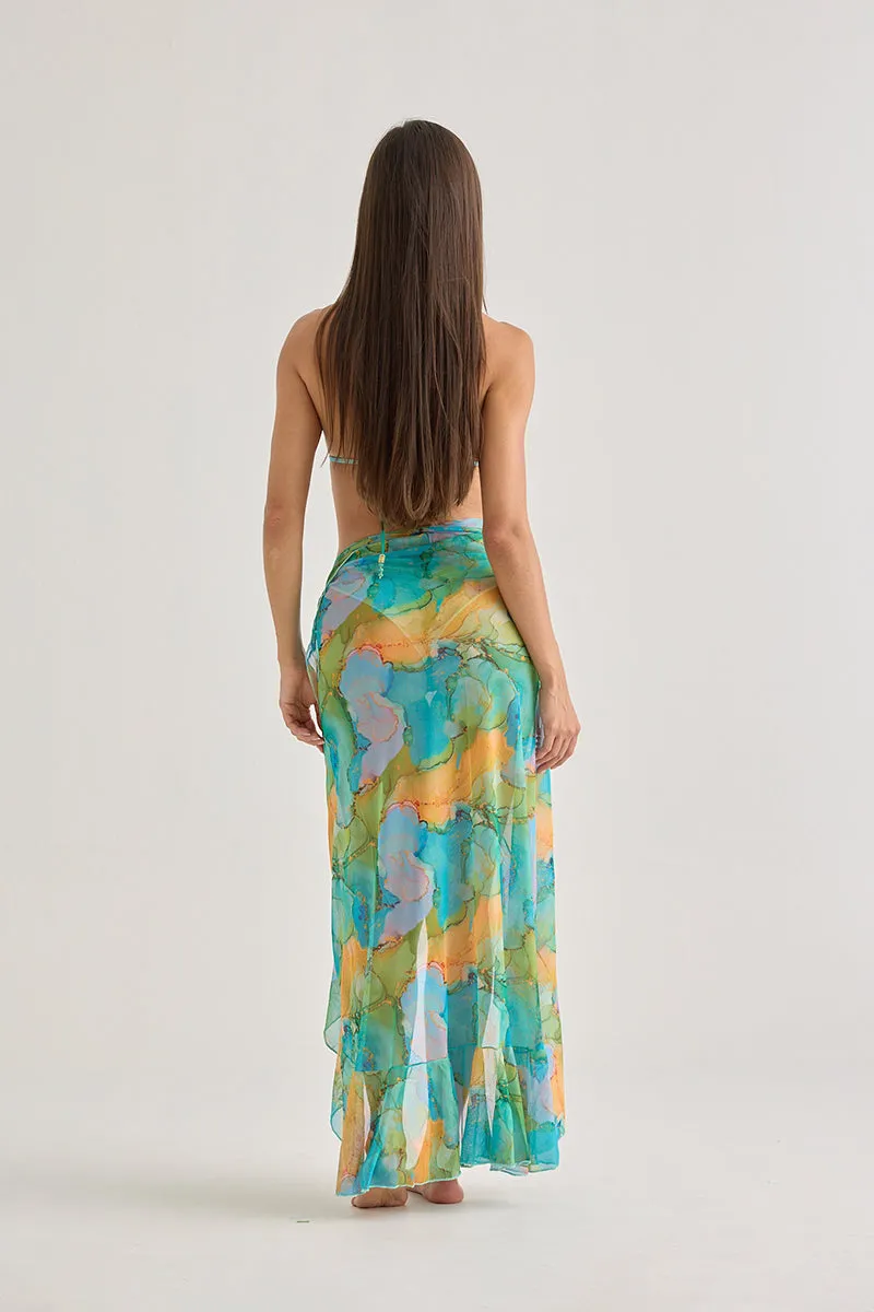 Tropical Watercolor Sarong Skirt – Lightweight & Flowing Beachwear sold by America & Beyond product image thumbnail 5